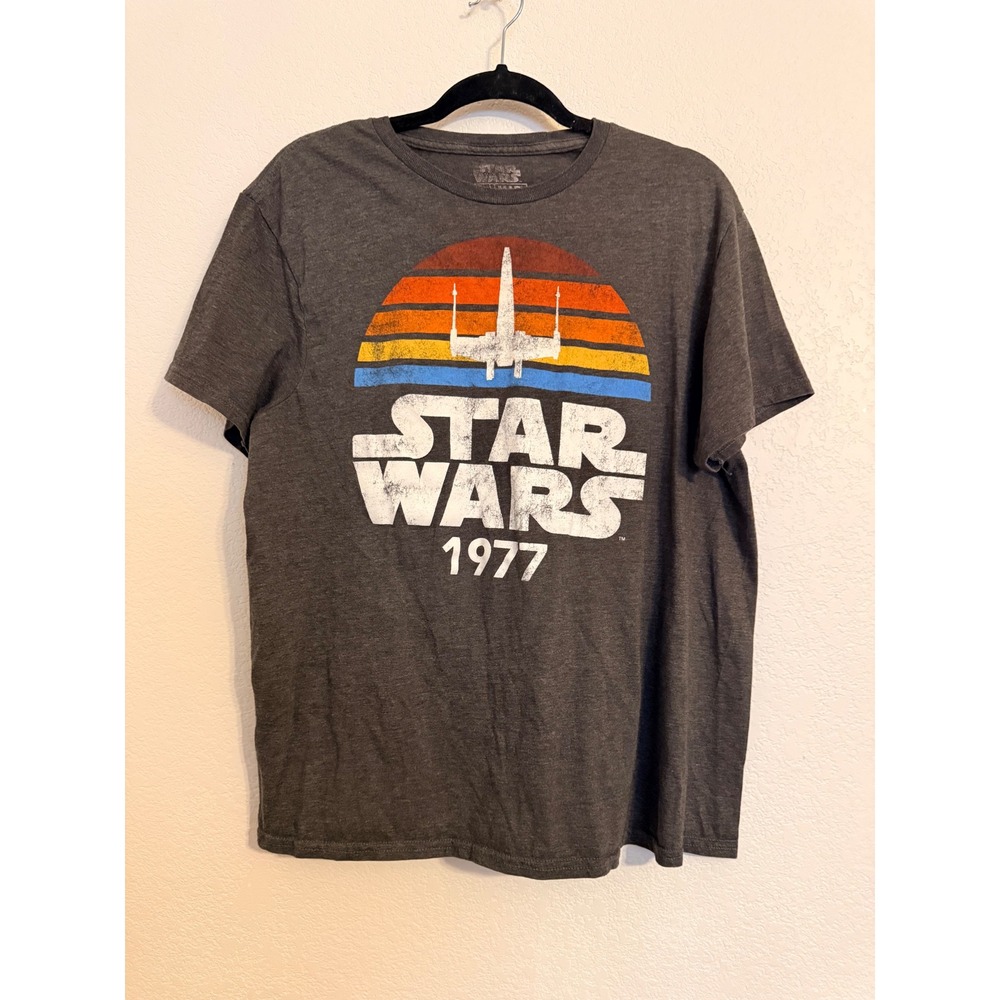 Star Wars Mad Engine Mens Charcoal Heather‎ X-Wing 1977 Graphic T-Shirt Large